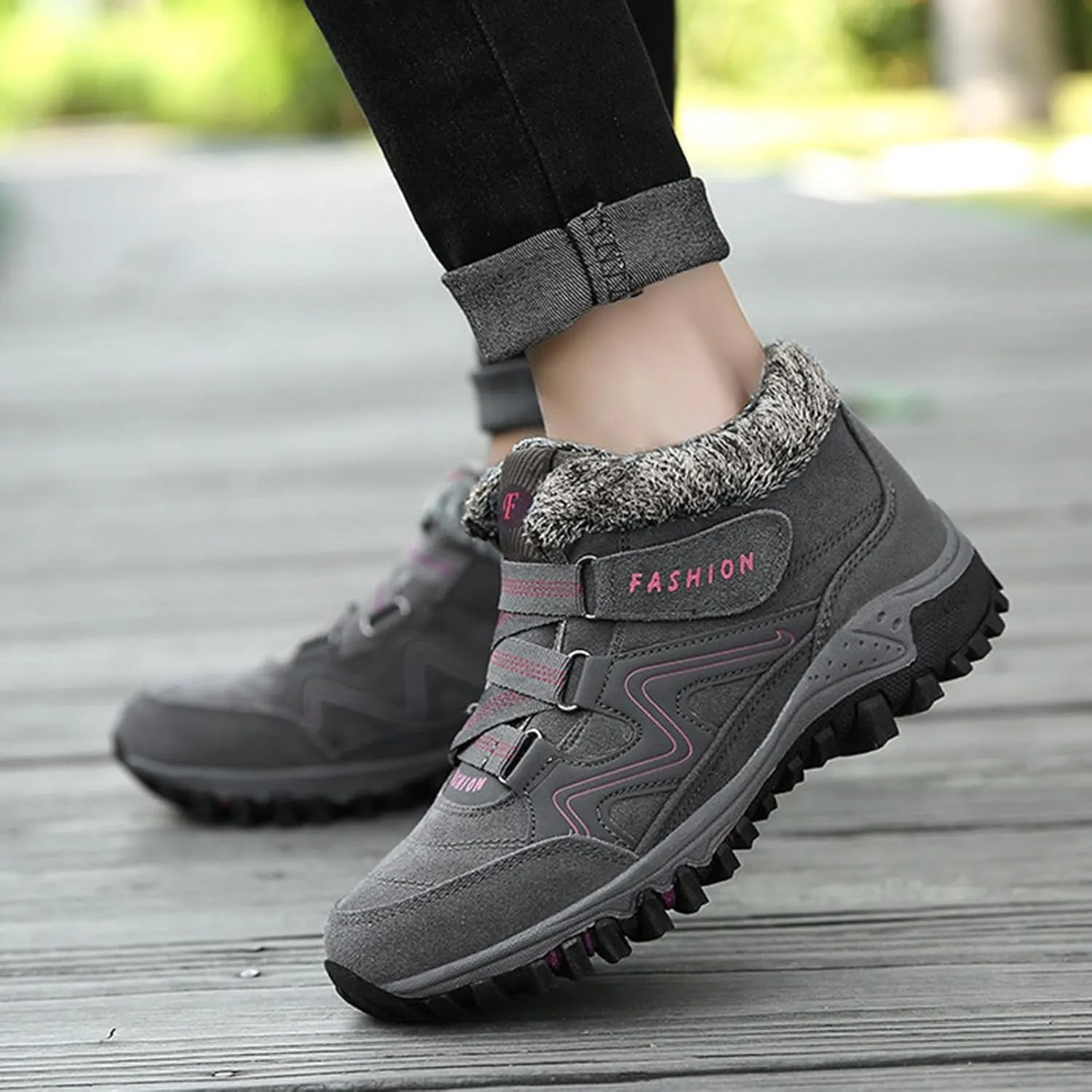 Winter Hiking Boots Men,Fashion Comfortable Fur Lined Snow Boots Men,Lightweight Breathable Cold-Weather Warm Winter Boots for Men,Slip Resistant