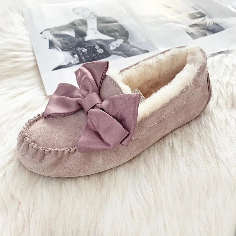 Winter Women 100% Natural Fur Wool Shoes Moccasins Soft Genuine Leather Loafers Leisure Flats Female Casual Footwear Women Shoes