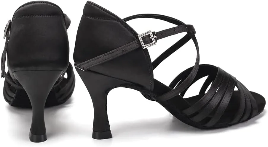 Women Latin Dance Shoes Salsa Bachata Wedding Party Performence Ballroom Dancing Shoes,Model EM912
