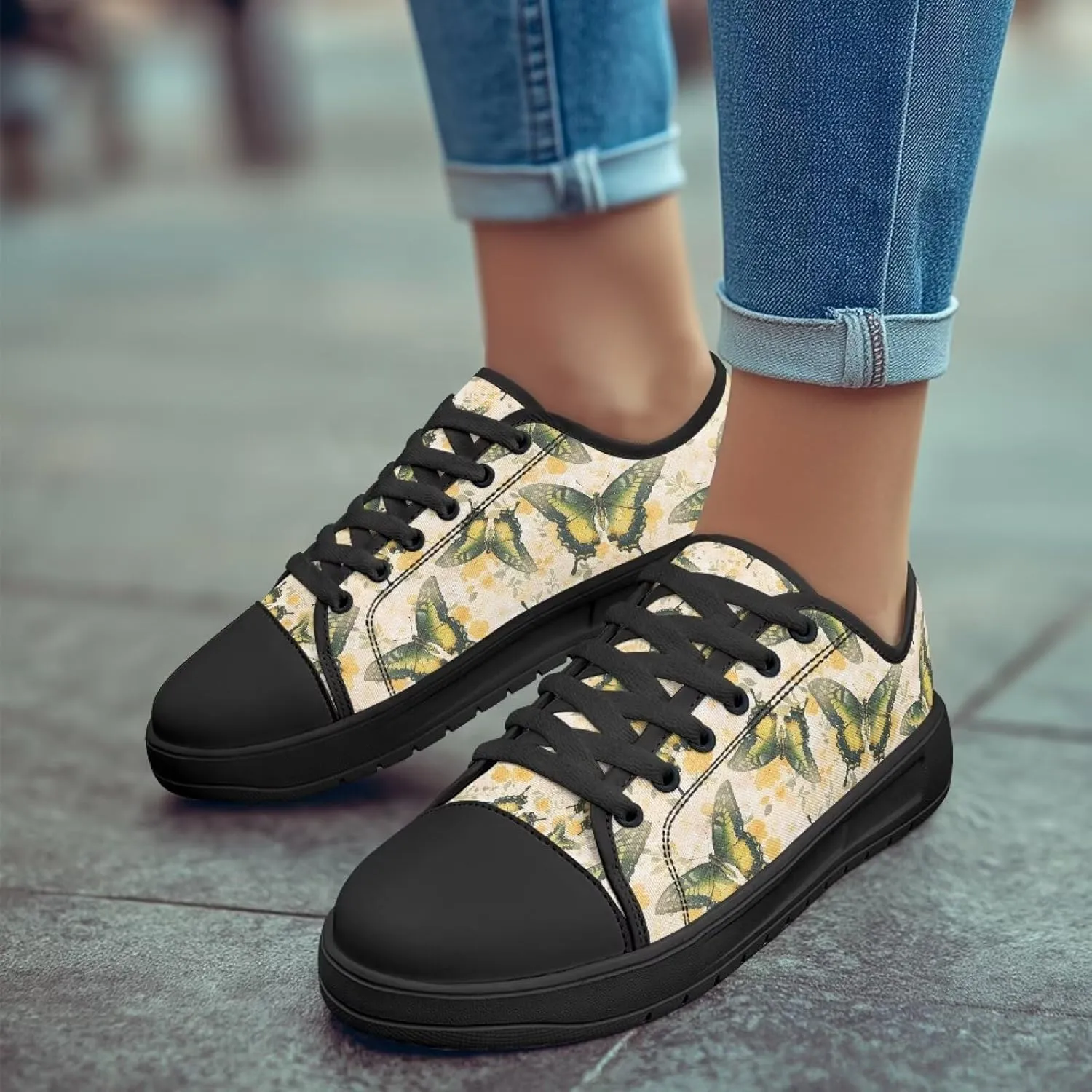 Womens Canvas Shoes 2025 Comfortable Summer Walking Sneakers Flexible EVA Non-Slip Outsole for Casual Outfits Size 6-13.5 Black Sole