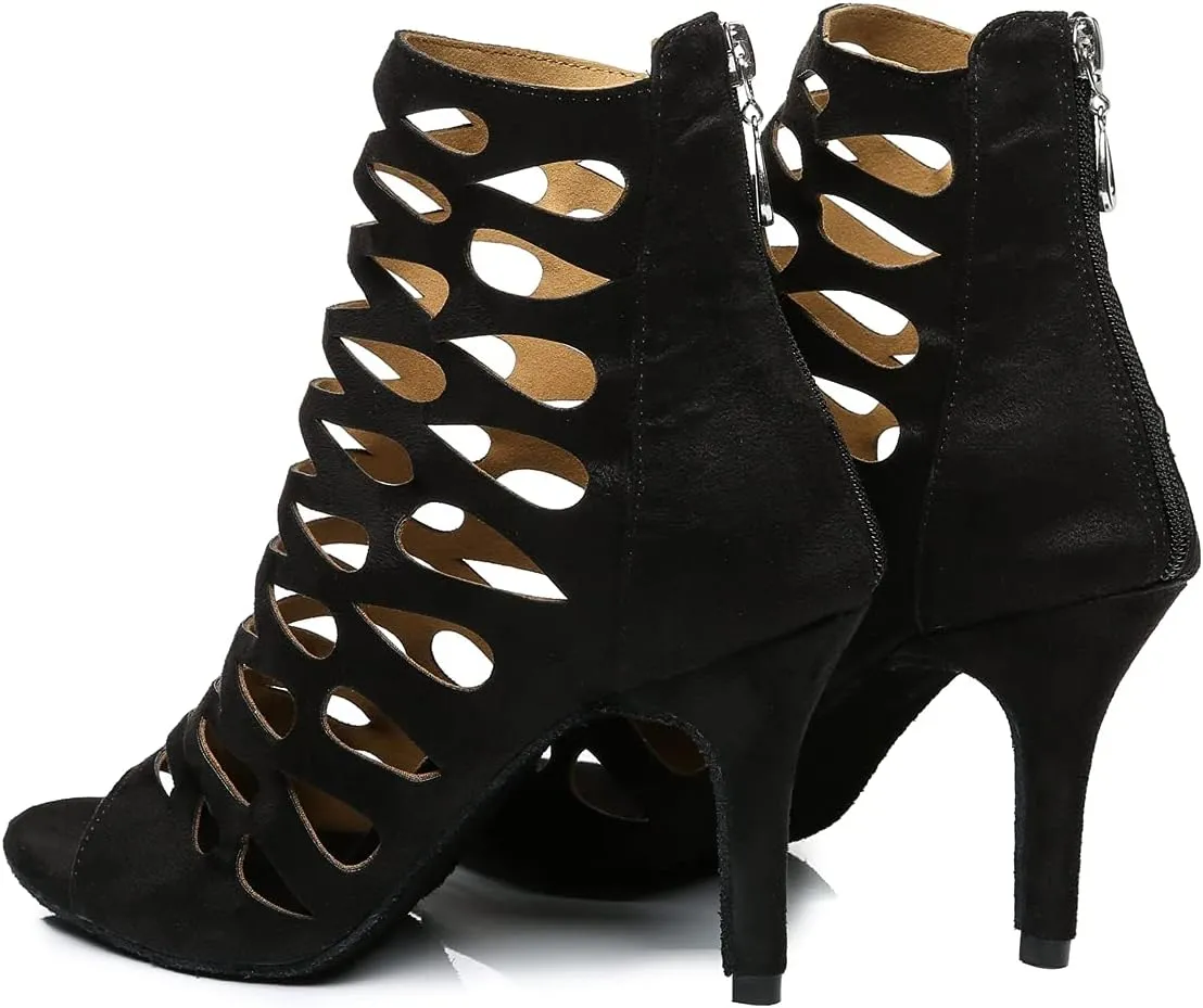 Womens Girls Dance Shoes Cut-out Ballroom Sandals Prom Evening Ankle Booties