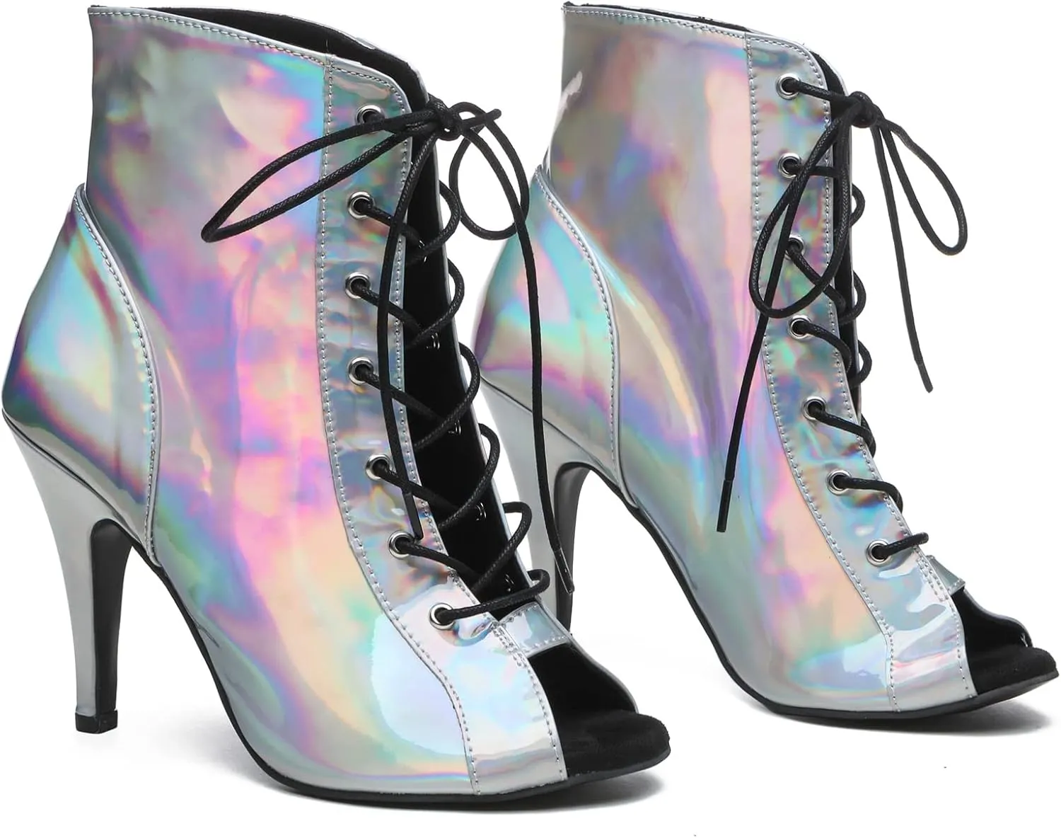 Womens Girls Latin Dance Shoes Lace-up Ballroom Dancing Ankle Boots Evening Sandals