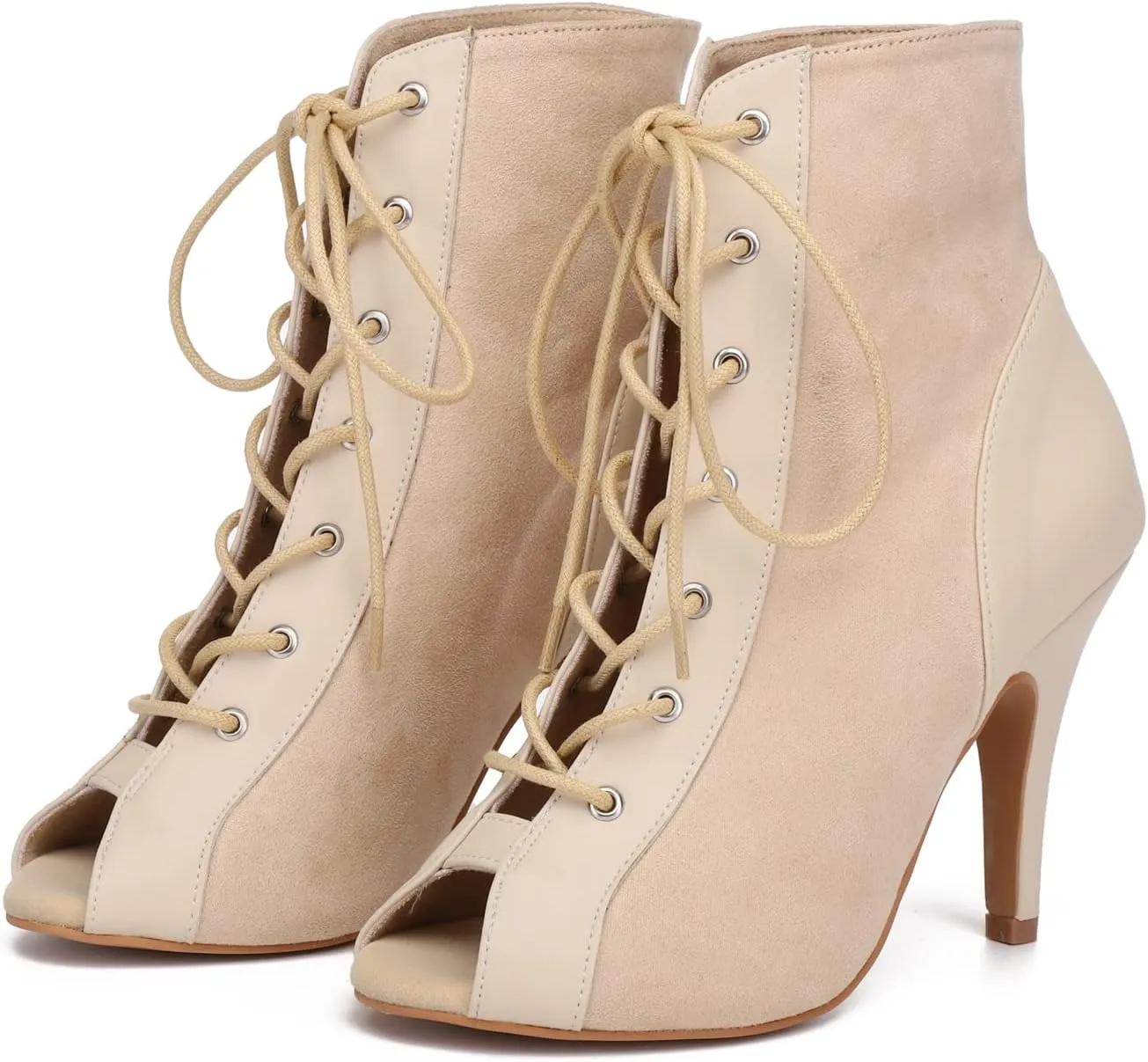 Womens Girls Latin Dance Shoes Lace-up Ballroom Dancing Ankle Boots Evening Sandals