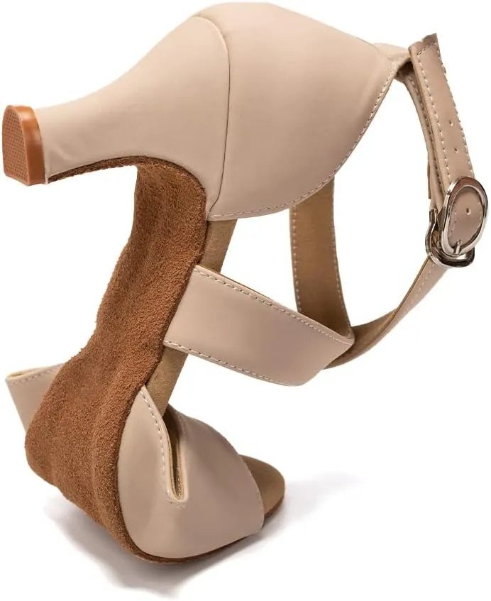 Women's Latin Dance Shoes Open Toe Professional Ballroom Salsa Tango Performance Dance Shoes,Model FT095