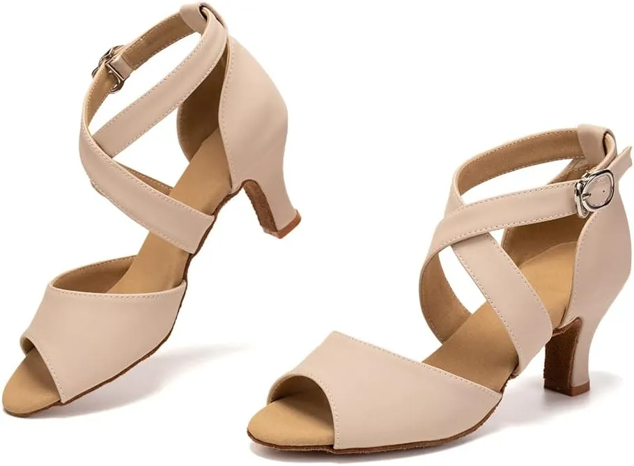 Women's Latin Dance Shoes Open Toe Professional Ballroom Salsa Tango Performance Dance Shoes,Model FT095