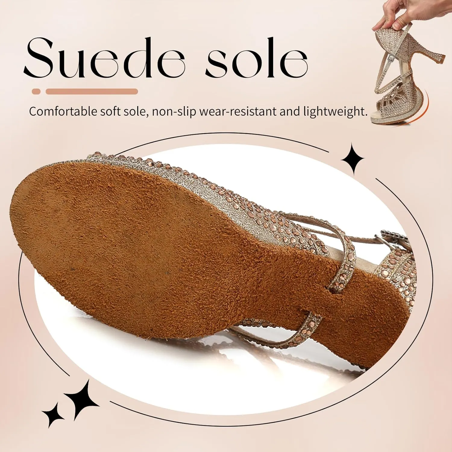 Women's Latin Dance Shoes Open Toe Suede Sole Performence Wedding Party Ballroom Salsa Platform Dancing Heels,Model YC-L458