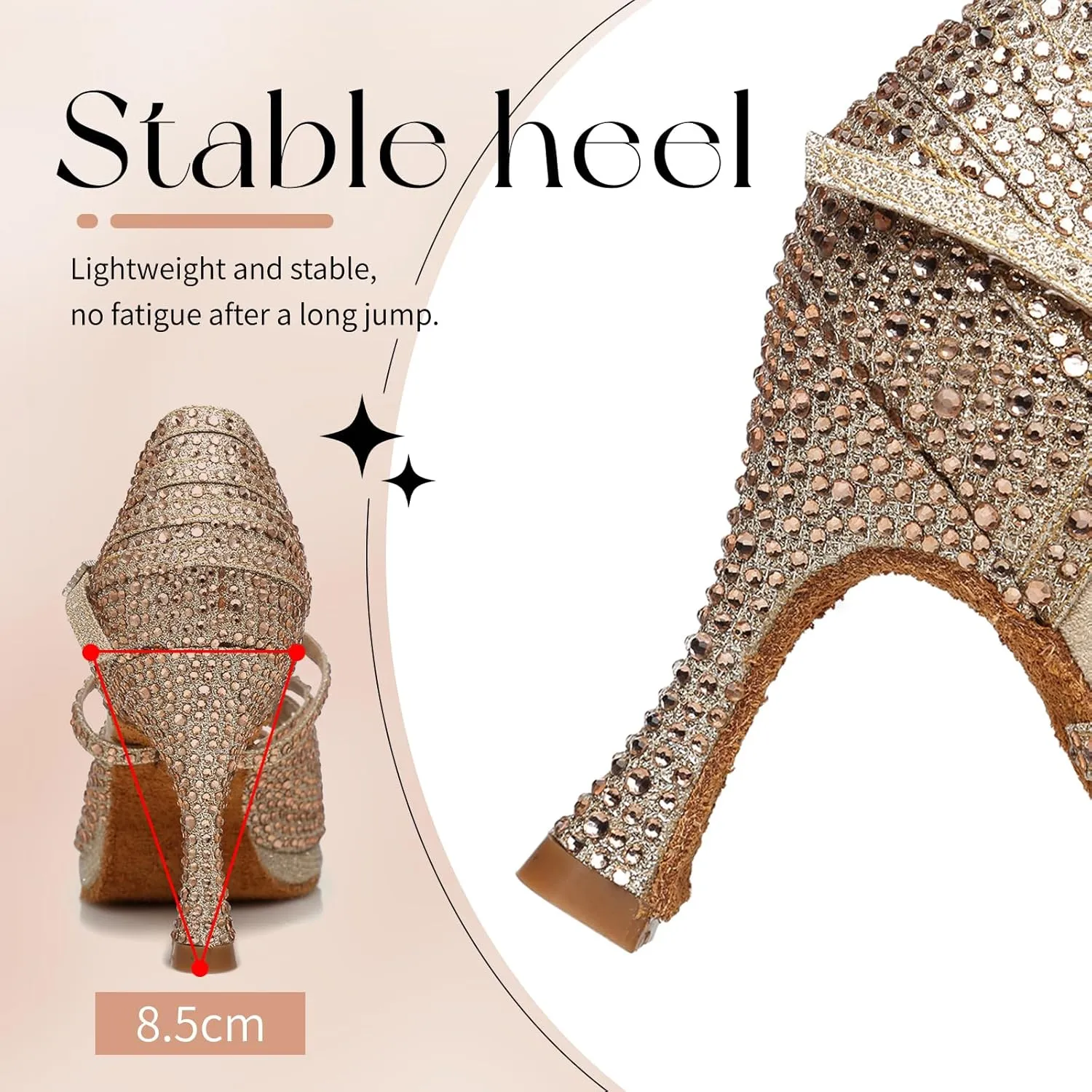Women's Latin Dance Shoes Open Toe Suede Sole Performence Wedding Party Ballroom Salsa Platform Dancing Heels,Model YC-L458