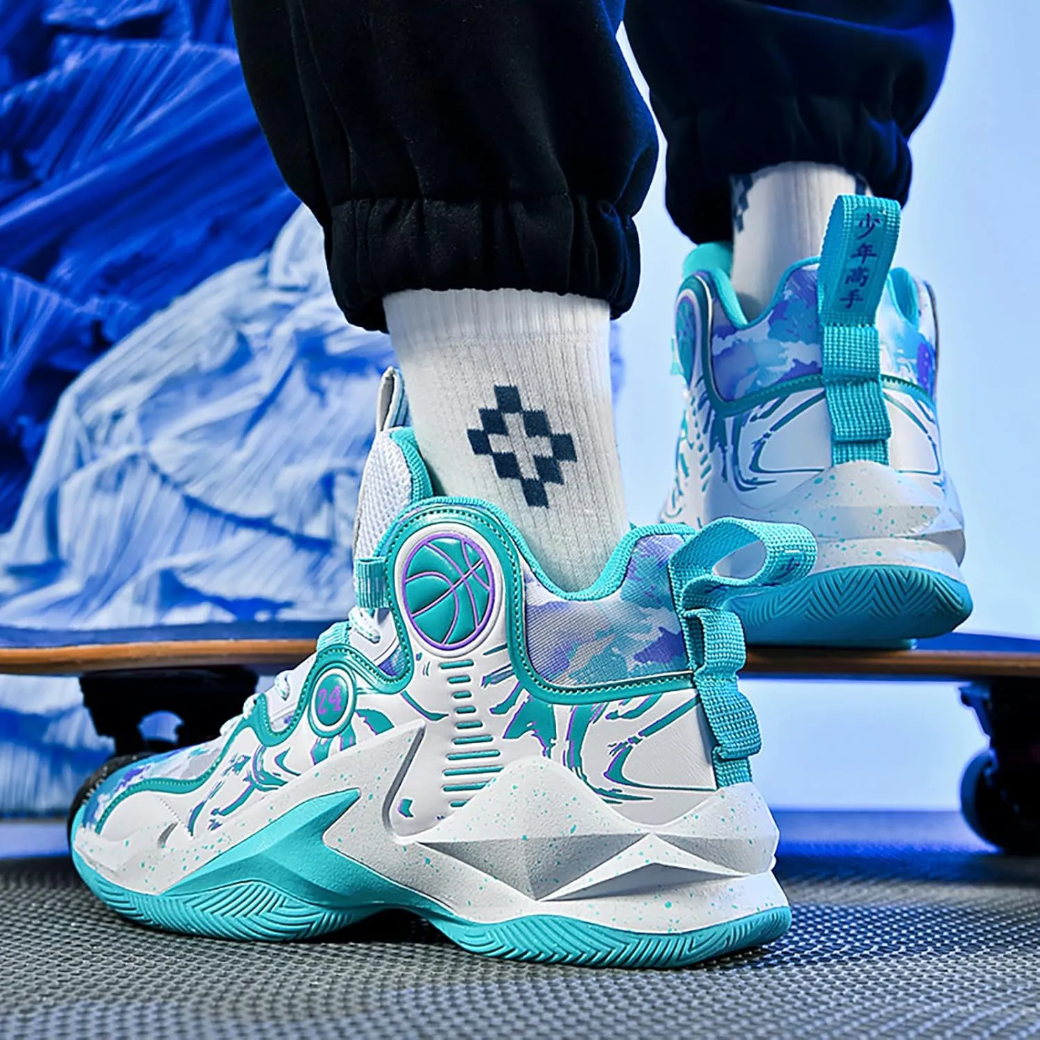 Women's Men's Basketball Shoes No-Slip Breathable Outdoor Shoes Fashion Graffiti Training Shoes