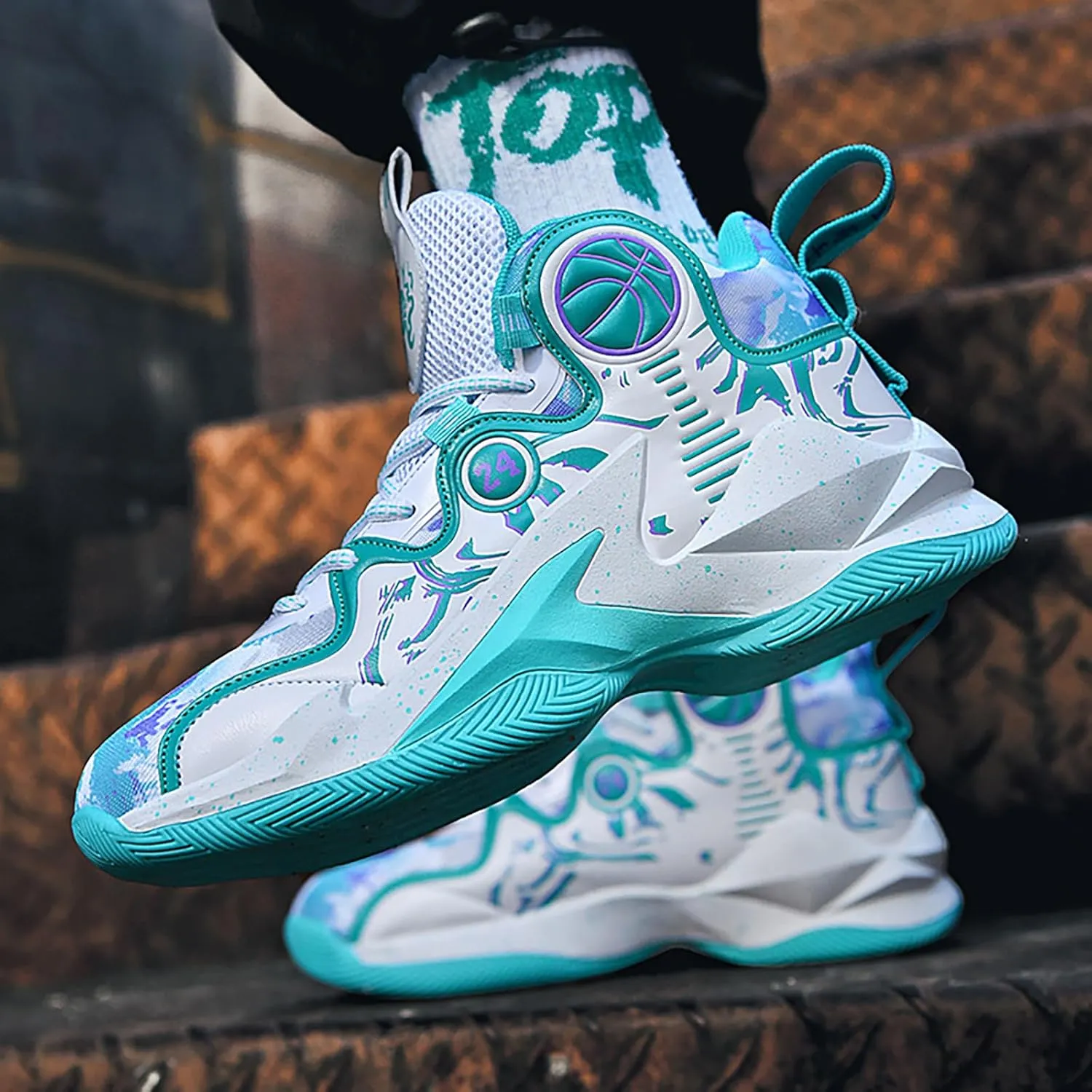 Women's Men's Basketball Shoes No-Slip Breathable Outdoor Shoes Fashion Graffiti Training Shoes