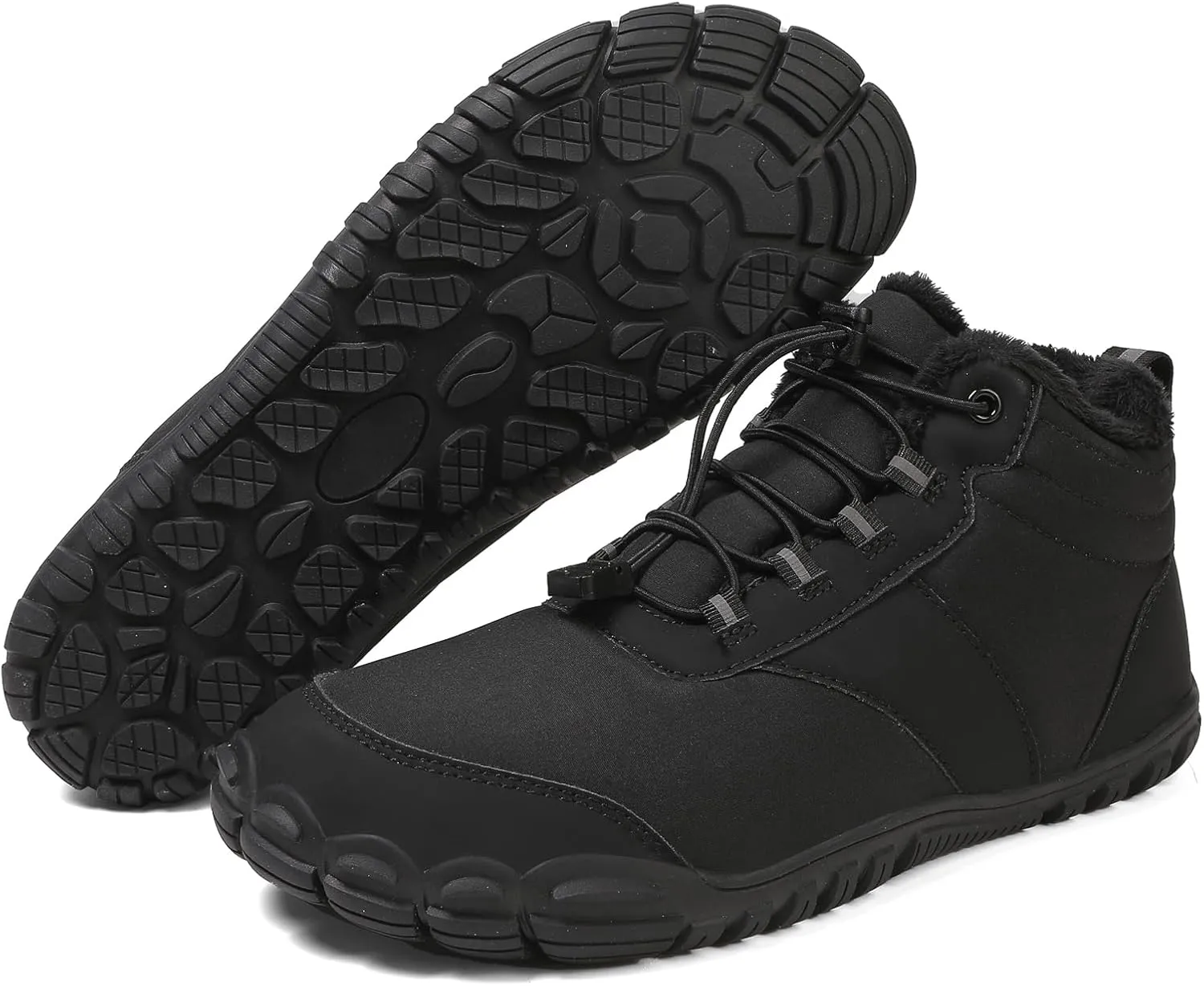 Women's Waterproof Non-Slip Hiking Boots Lightweight Fur Lined Thick Warm Adjustable Slip-On Shoes Wide Toe Box Zero Drop Ankle Booties Rubber Sole Military Work Desert Boots