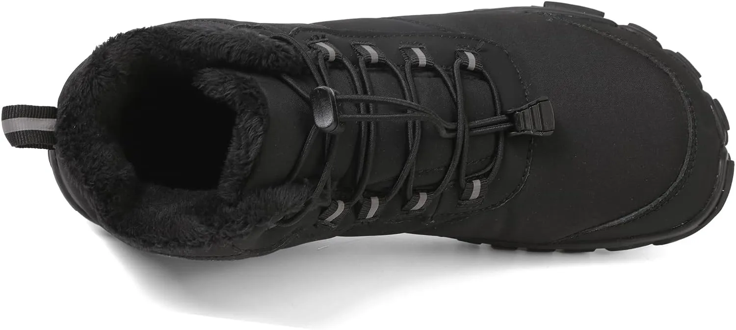Women's Waterproof Non-Slip Hiking Boots Lightweight Fur Lined Thick Warm Adjustable Slip-On Shoes Wide Toe Box Zero Drop Ankle Booties Rubber Sole Military Work Desert Boots