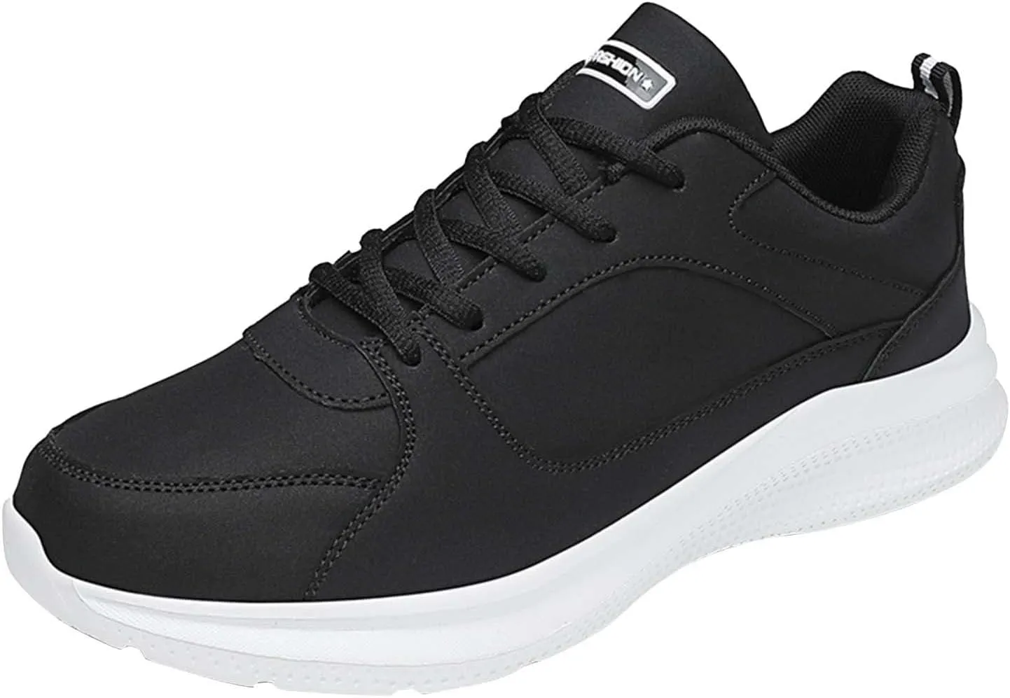 Workout Athletic Sport Shoes for Men Leather Solid Lace Up Shoes Non Slip Running Sneaker Jogging Shoes for Men