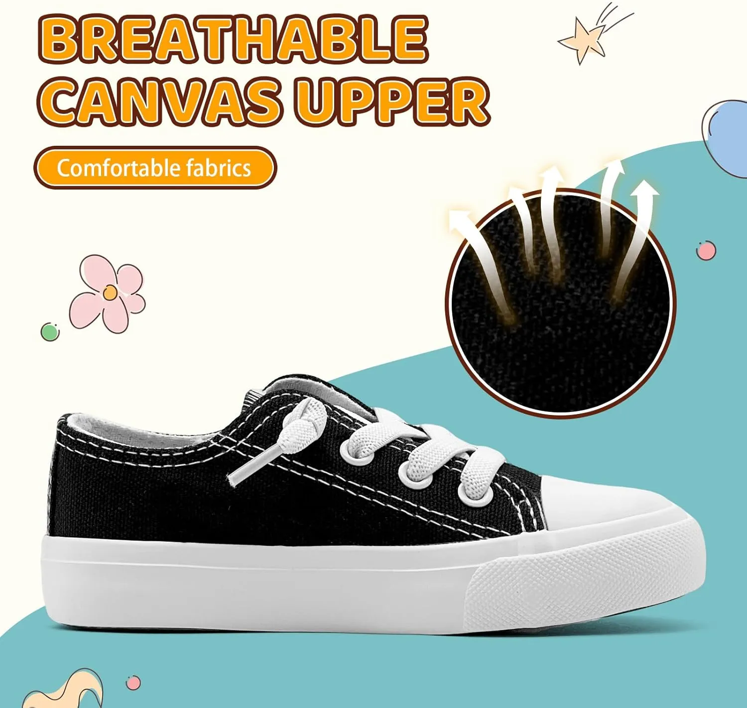 xinran&shengli Toddler Kid Canvas Shoes Boys and Girls Slip On Sneakers Toddler Little Kid Big Kid Lowtop Sneakers Shoes